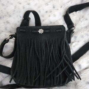 Elegant Black Fringe Crossbody Bag